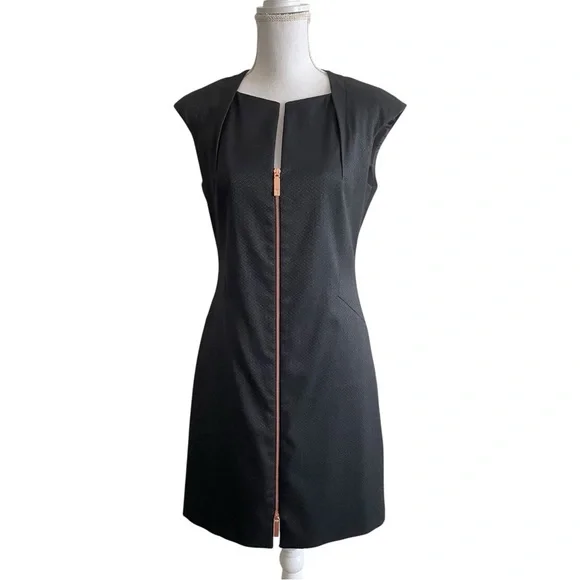 Ted Baker London Black Sleeveless V-Neck Sheath Dress Size 2 - Picture 5 of 12
